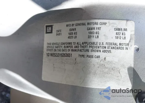 2001 Chevrolet Malibu Ls from USA, damaged, VIN 1G1NE52J316263651